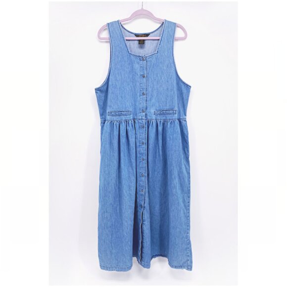 Eddie Bauer Vintage Denim Sleeveless Dress - Picture 1 of 9